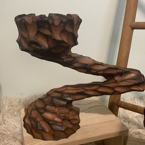 Vintage Wooden Brutalist Style Candle Holders Set Of Three Retro - Picture 13 of 16